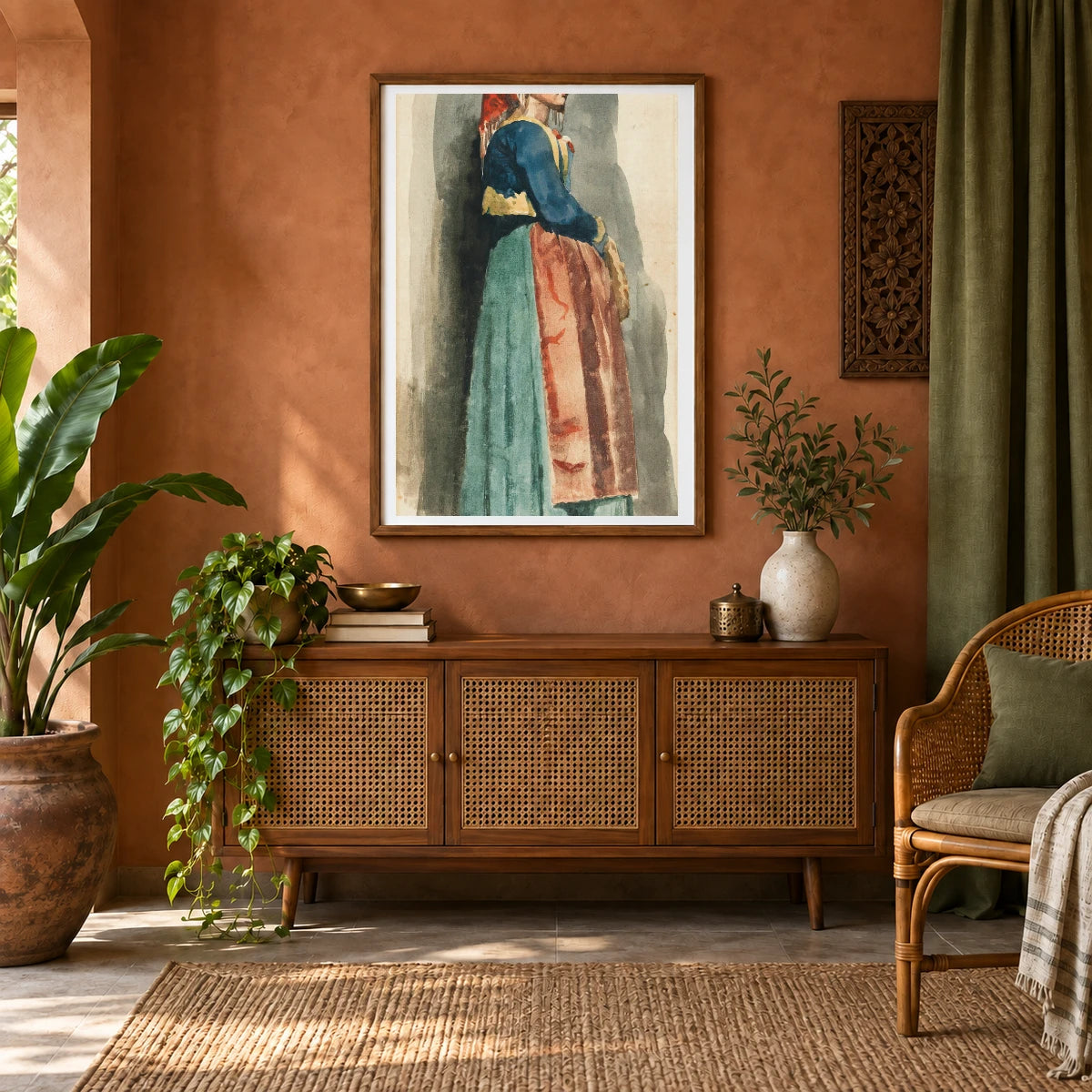 Italienne (circa 1856) — Edgar Degas shown in a styled interior