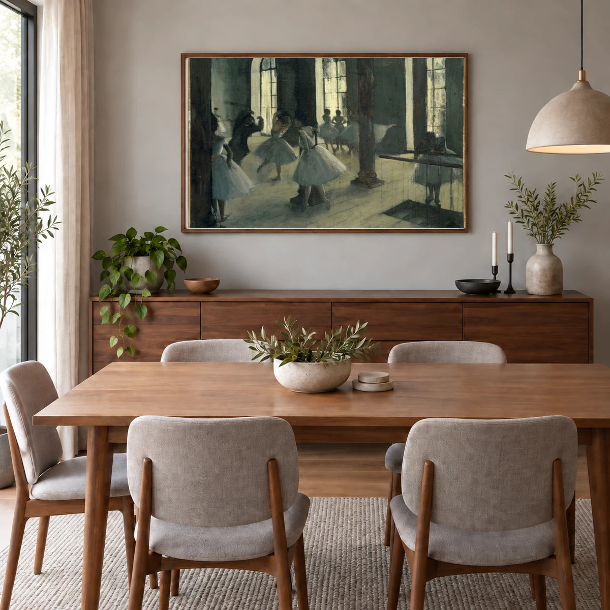 La Répétition Au Foyer De La Danse — Edgar Degas shown in a styled interior