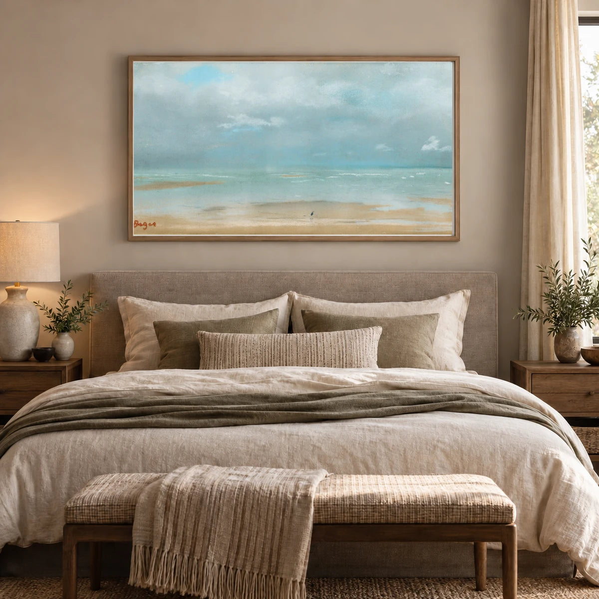 Plage À Marée Basse — Edgar Degas shown in a styled interior