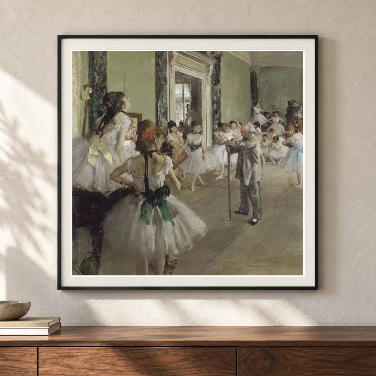 The Ballet Class — Edgar Degas shown in a styled interior