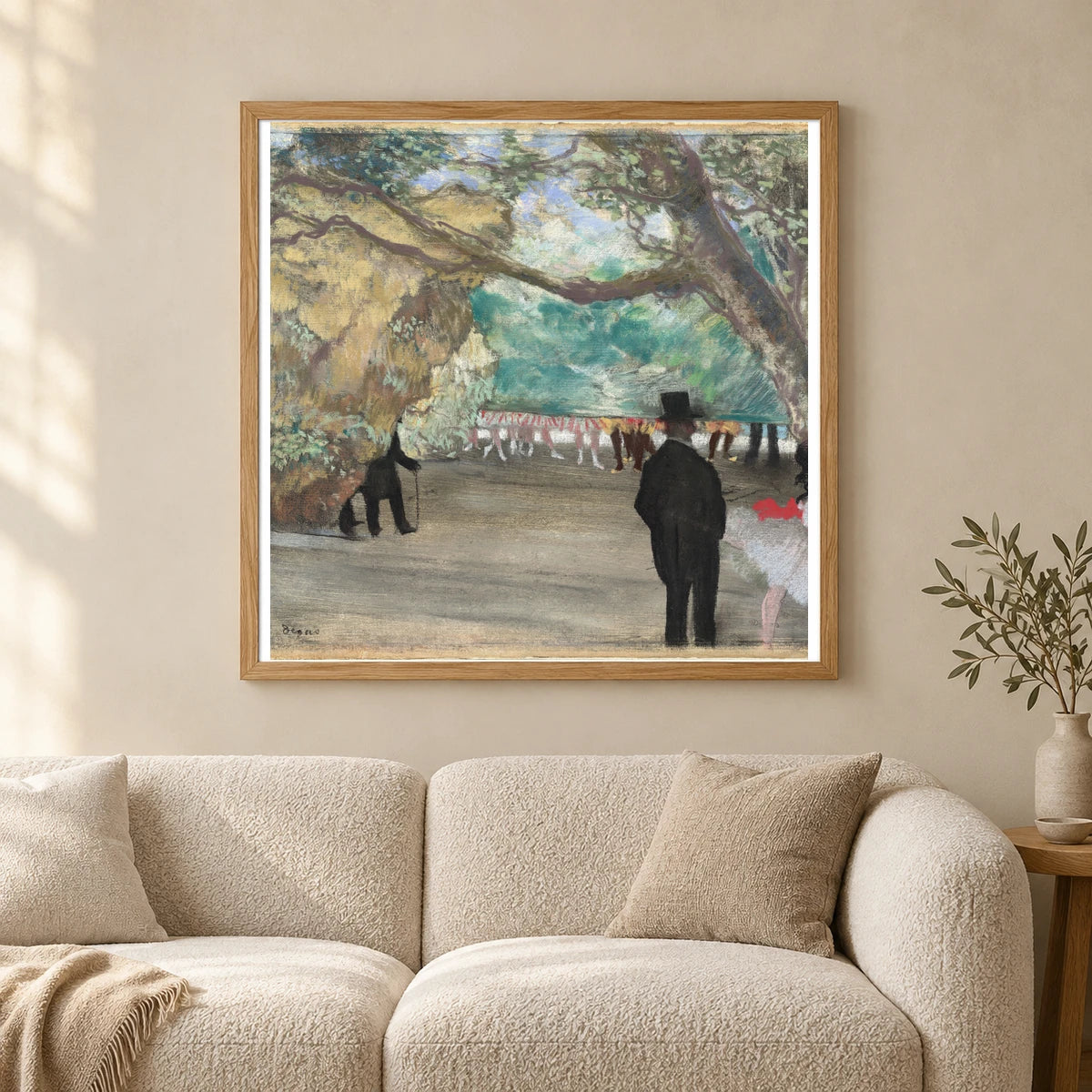 The Curtain (c. 1880) — Edgar Degas shown in a styled interior