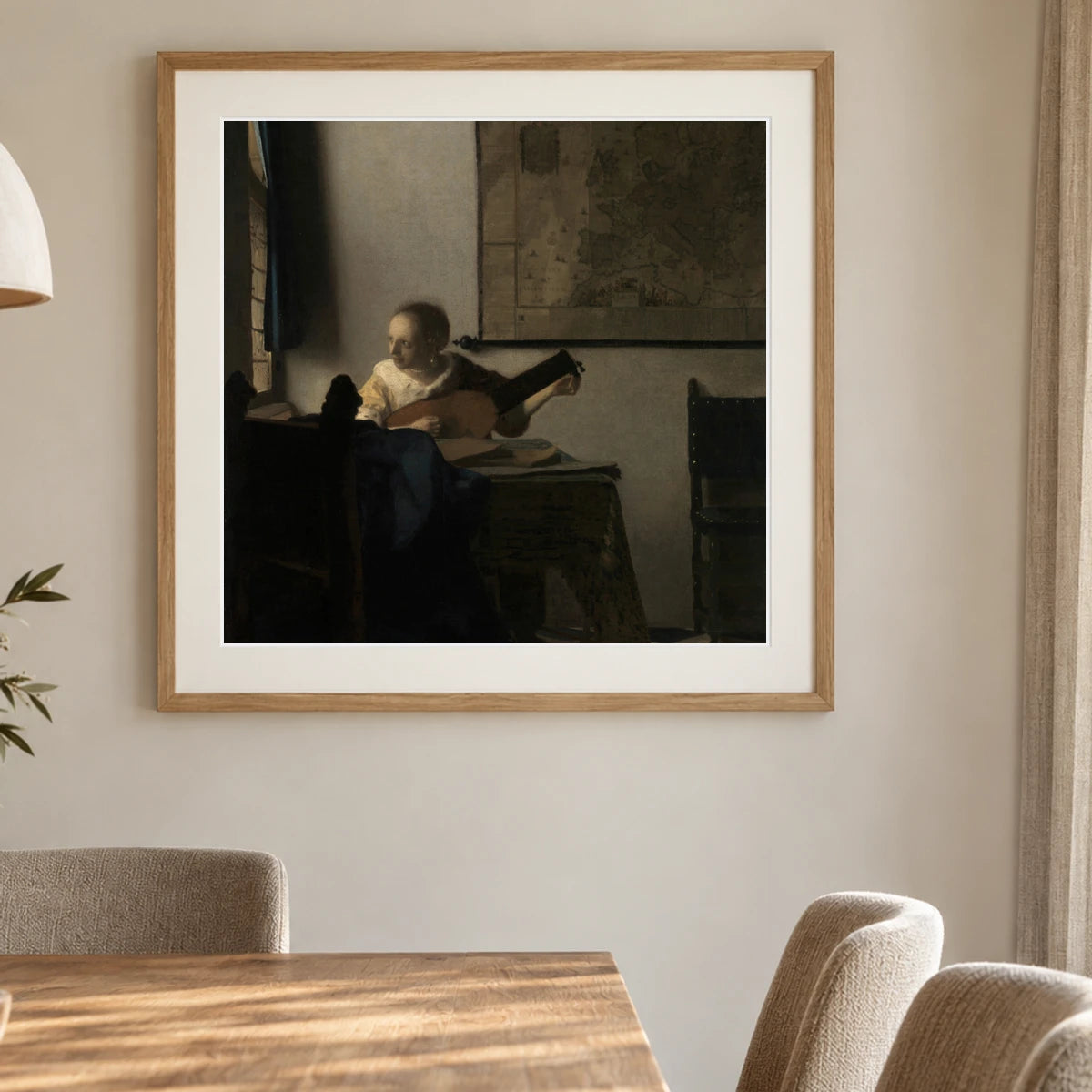 Young Woman With A Lute (ca. 1662–63) — Johannes Vermeer shown in a styled interior