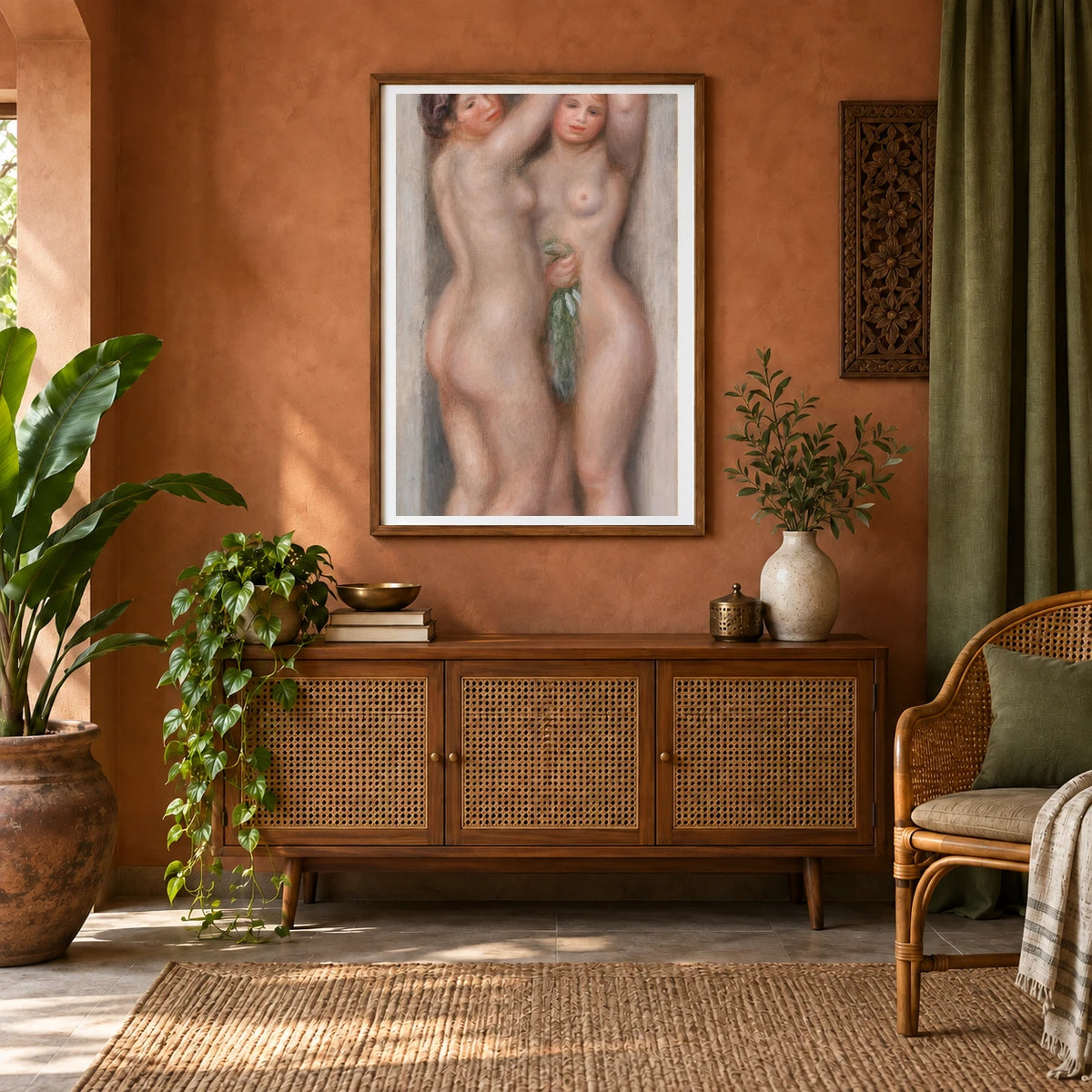 Caryatids (cariatides) Also Called Deux Baigneuses (panneau Décoratif) (c. 1910) — Pierre-Auguste Renoir shown in a styled interior