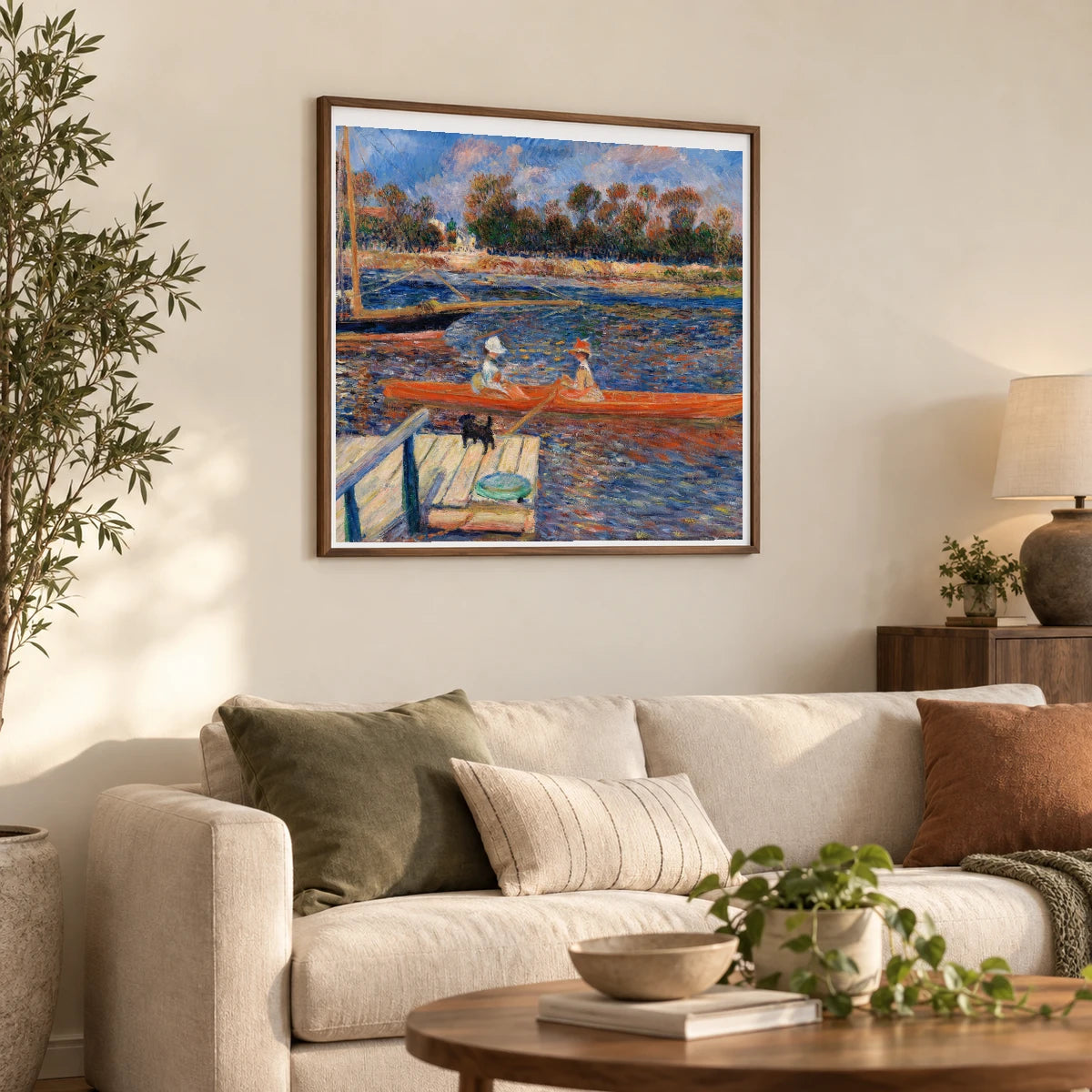 The Seine At Argenteuil (la Seine à Argenteuil) — Pierre-Auguste Renoir shown in a styled interior