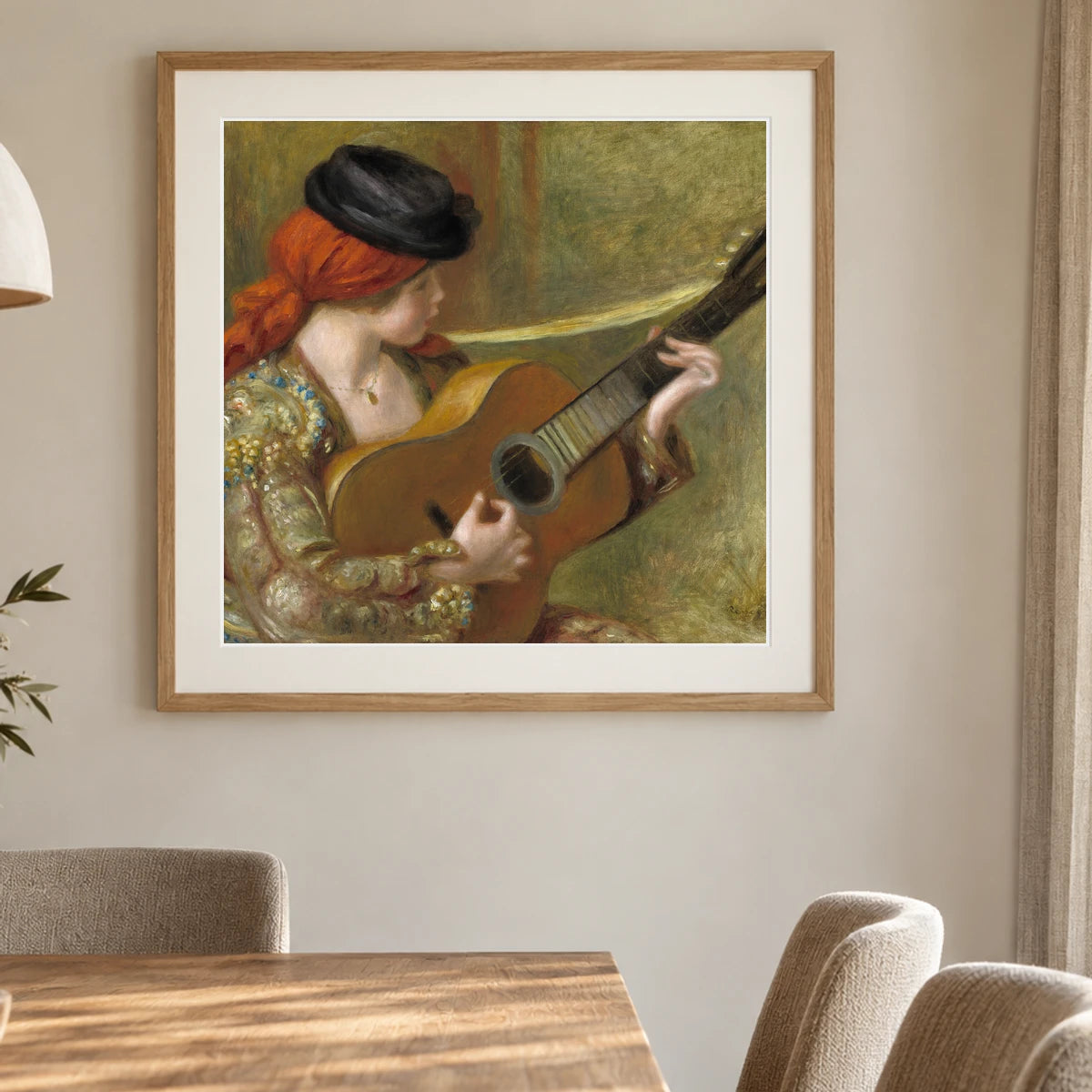 Young Spanish Woman With A Guitar — Pierre-Auguste Renoir shown in a styled interior