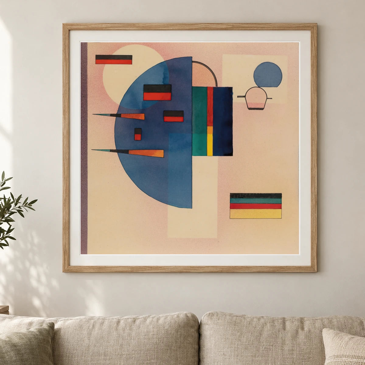 Wassily Kandinsky Beruhigt (calmed) (1931) — Wassily Kandinsky shown in a styled interior