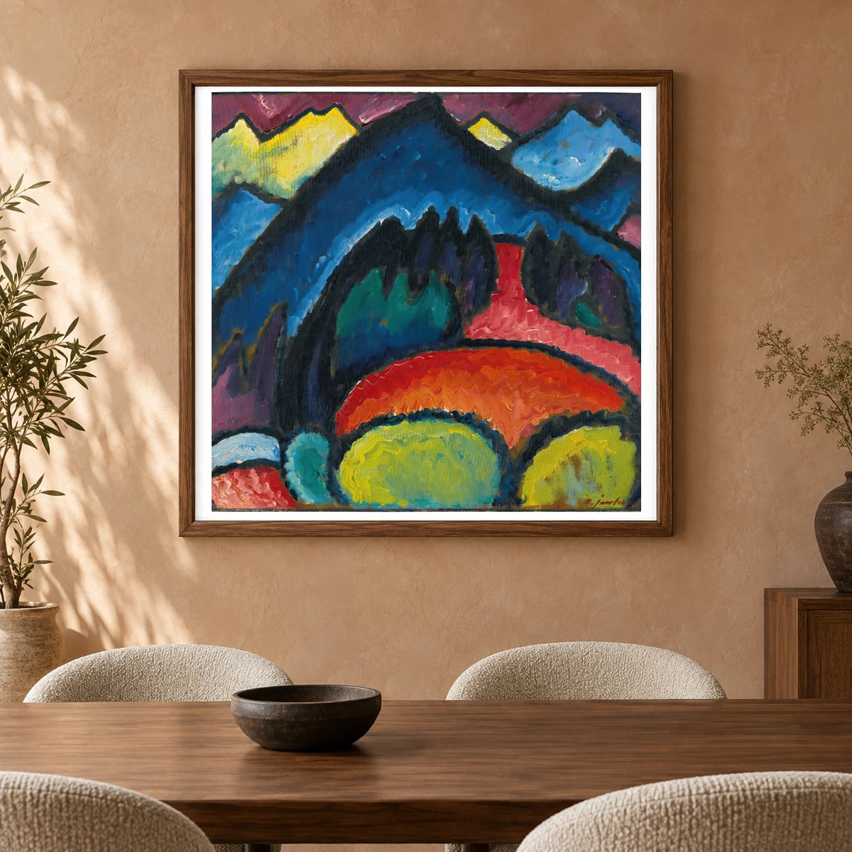 Wassily Kandinsky Lithograph Blue, The Boat (1922) — Wassily Kandinsky shown in a styled interior