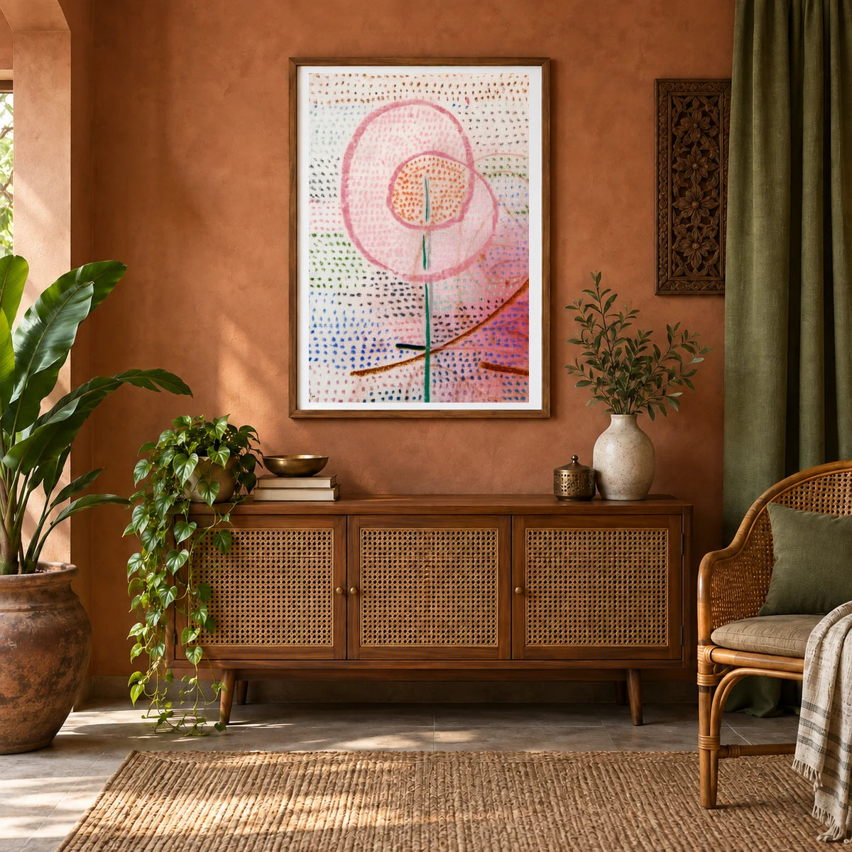 Blossoming (1934) Paul Klee — Abstract shown in a styled interior