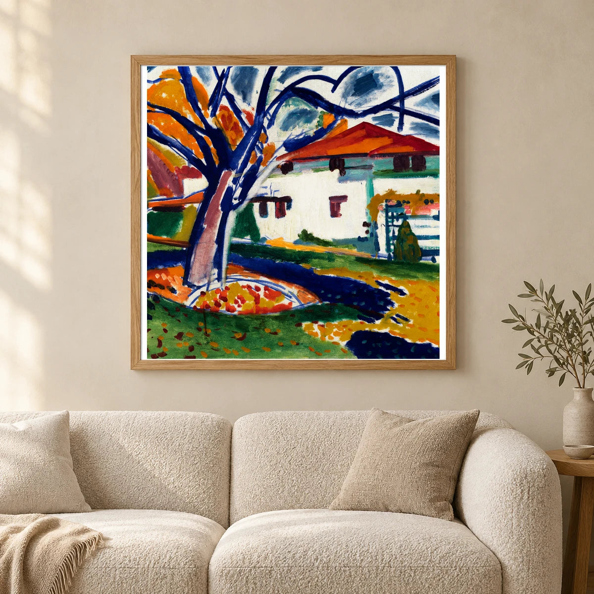 Blue Trees (1915–1916) Henry Lyman Sayen — Abstract shown in a styled interior