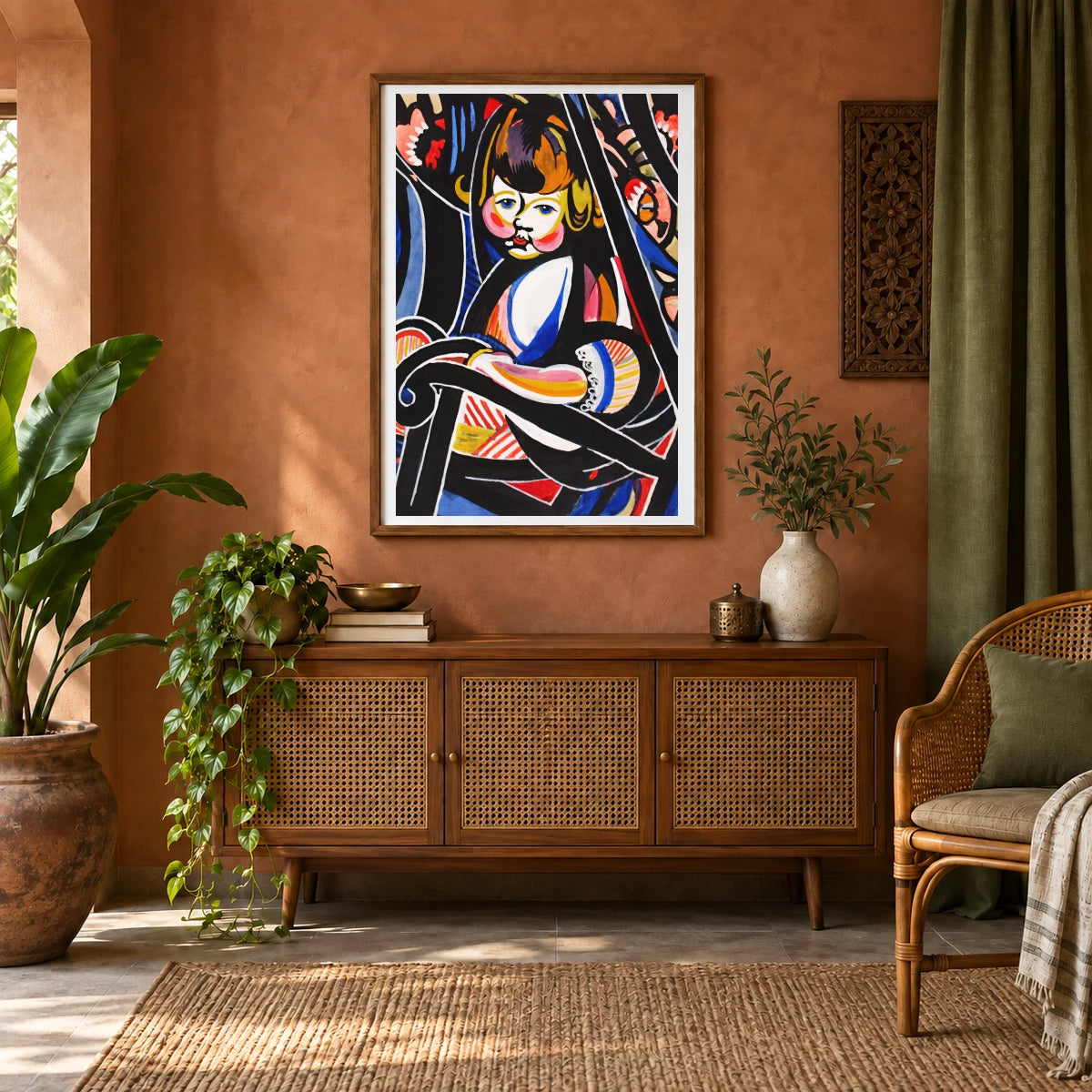 Child In Rocker (ca.1916) Henry Lyman Sayen — Abstract shown in a styled interior