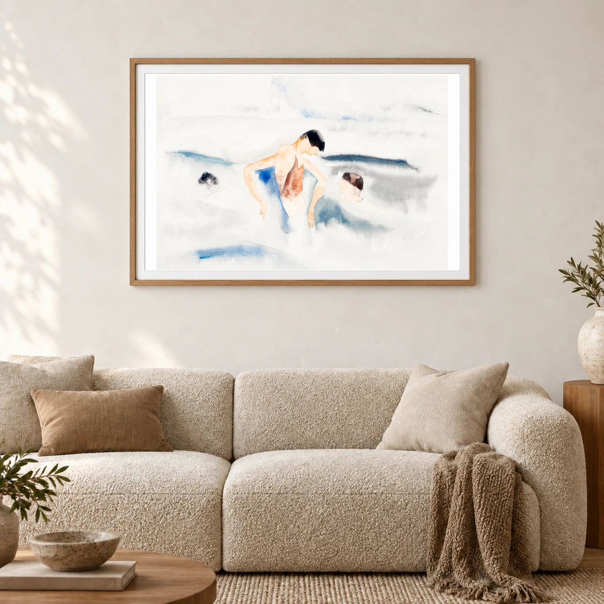Three Figures In Water (1916) Charles Demuth — Abstract shown in a styled interior