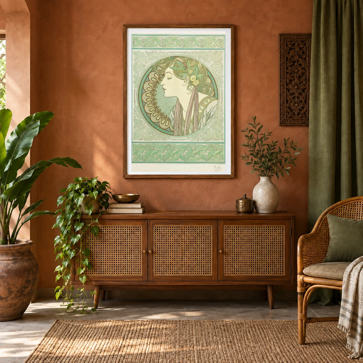 Laurel (1901) — Alphonse Mucha shown in a styled interior