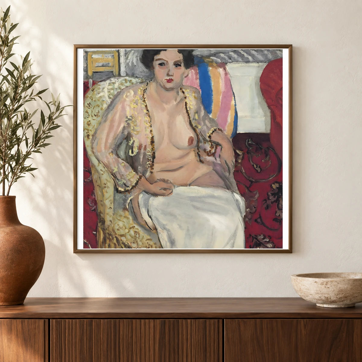 Henri Matisse Femme Au Fauteuil–femme En Négligé (1920) — Henri Matisse shown in a styled interior