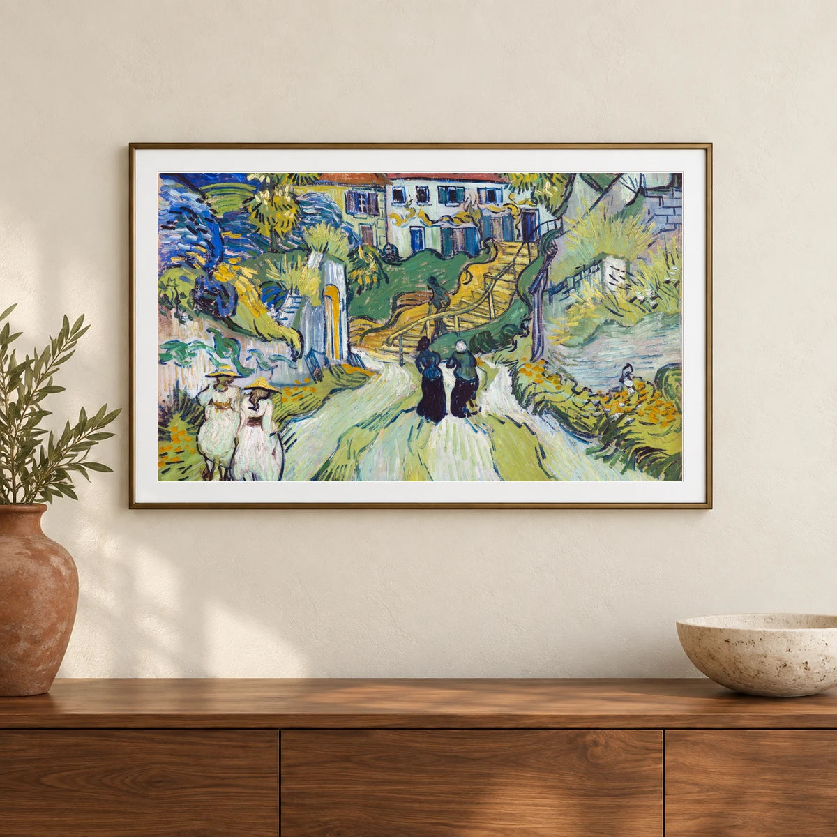 Vincent Van Gogh S Stairway At Auvers — Neo-Impressionism shown in a styled interior