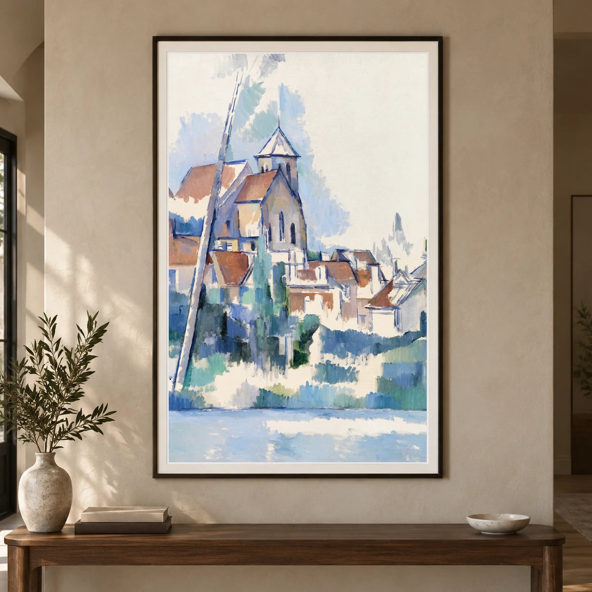 Church At Montigny Sur Loing (l Église De Montigny Sur Loing) (1898) By Paul Cézanne — Neo-Impressionism shown in a styled interior