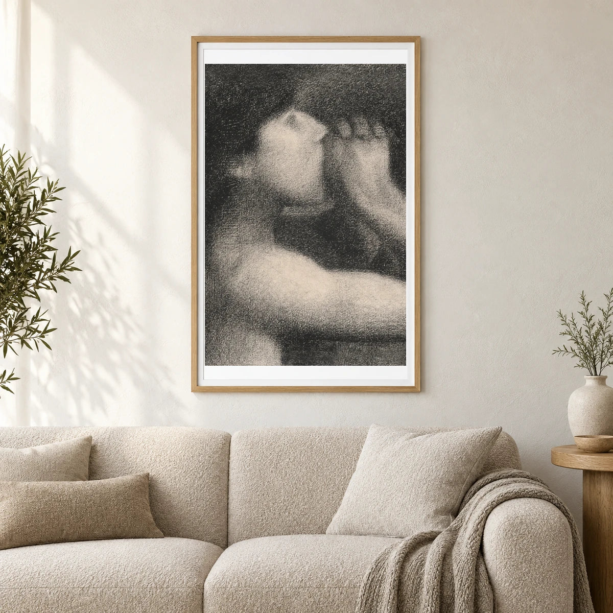 Georges Seurat Echo, Bathers At Asnières — Neo-Impressionism shown in a styled interior