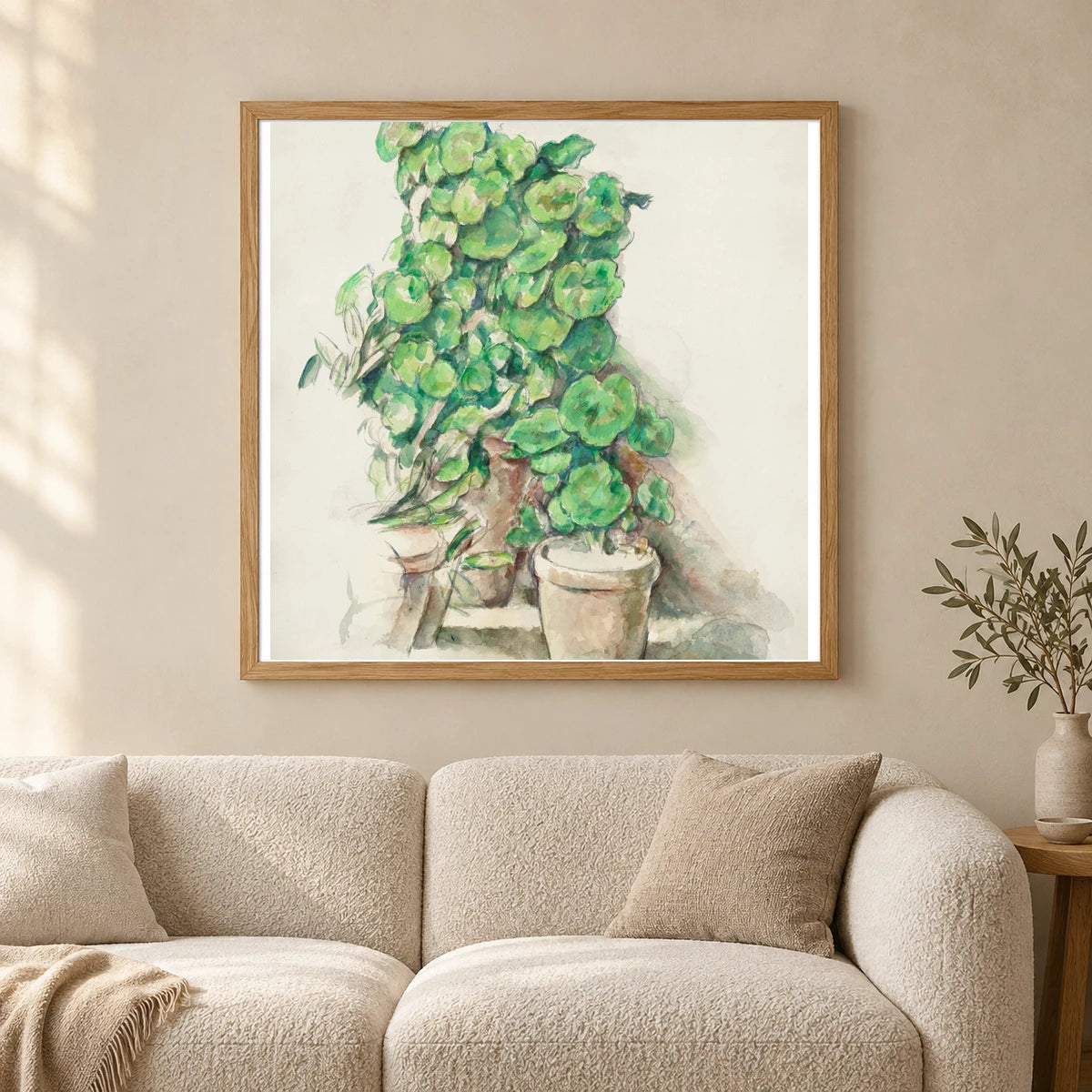 Geraniums (ca. 1888–1890) By Paul Cézanne — Neo-Impressionism shown in a styled interior