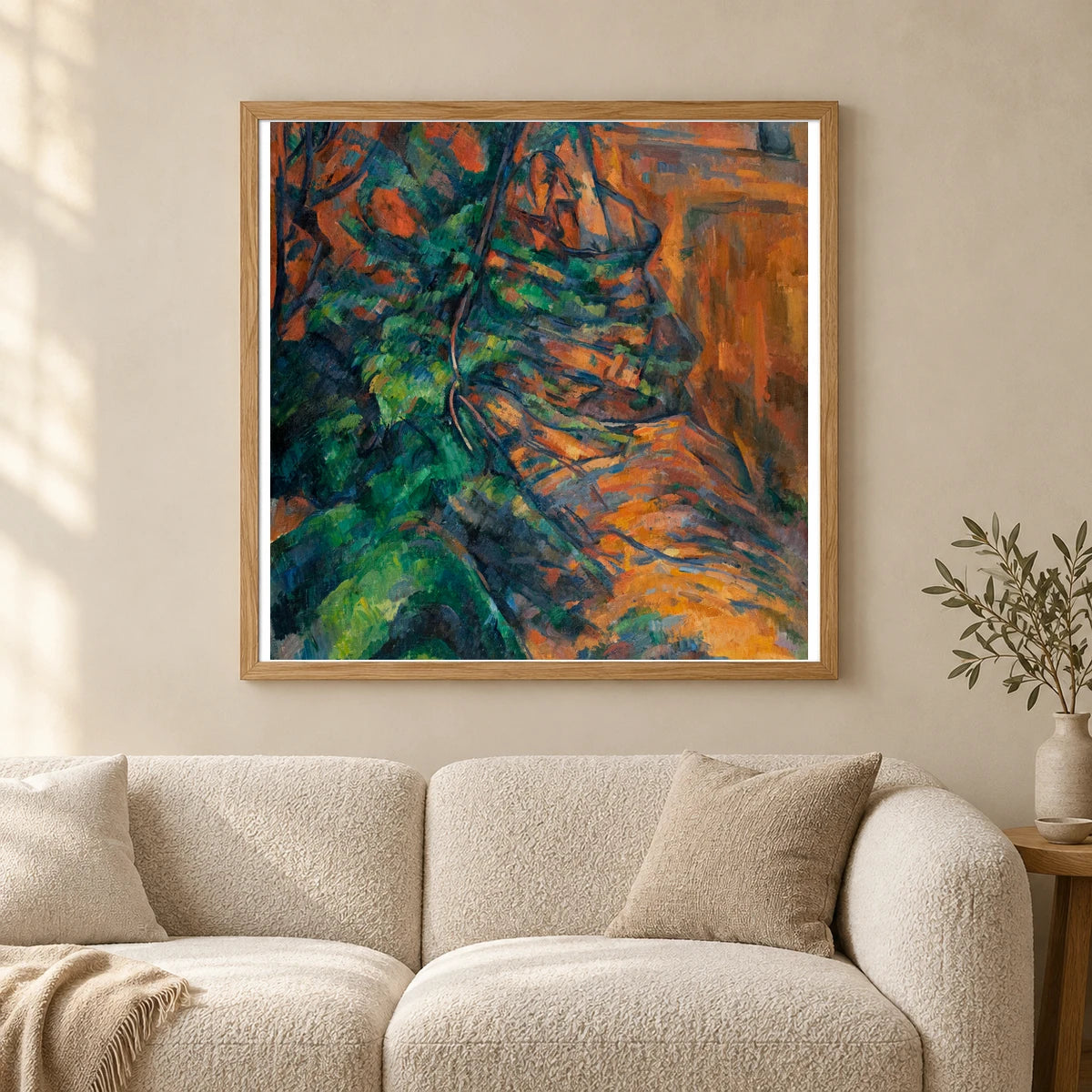 Paul Cézanne S Rocks And Branches — Neo-Impressionism shown in a styled interior