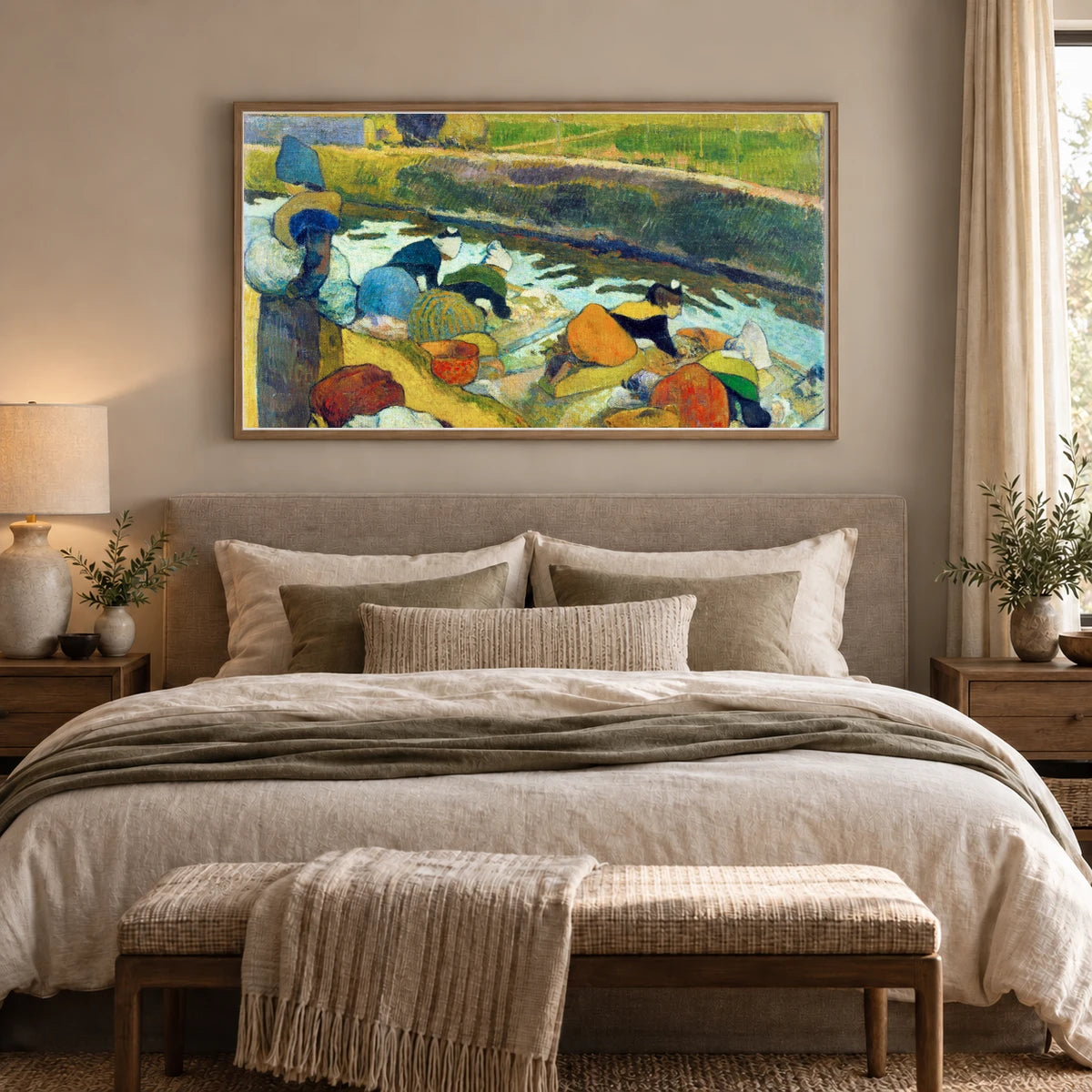 Paul Gauguin S Washerwomen — Neo-Impressionism shown in a styled interior
