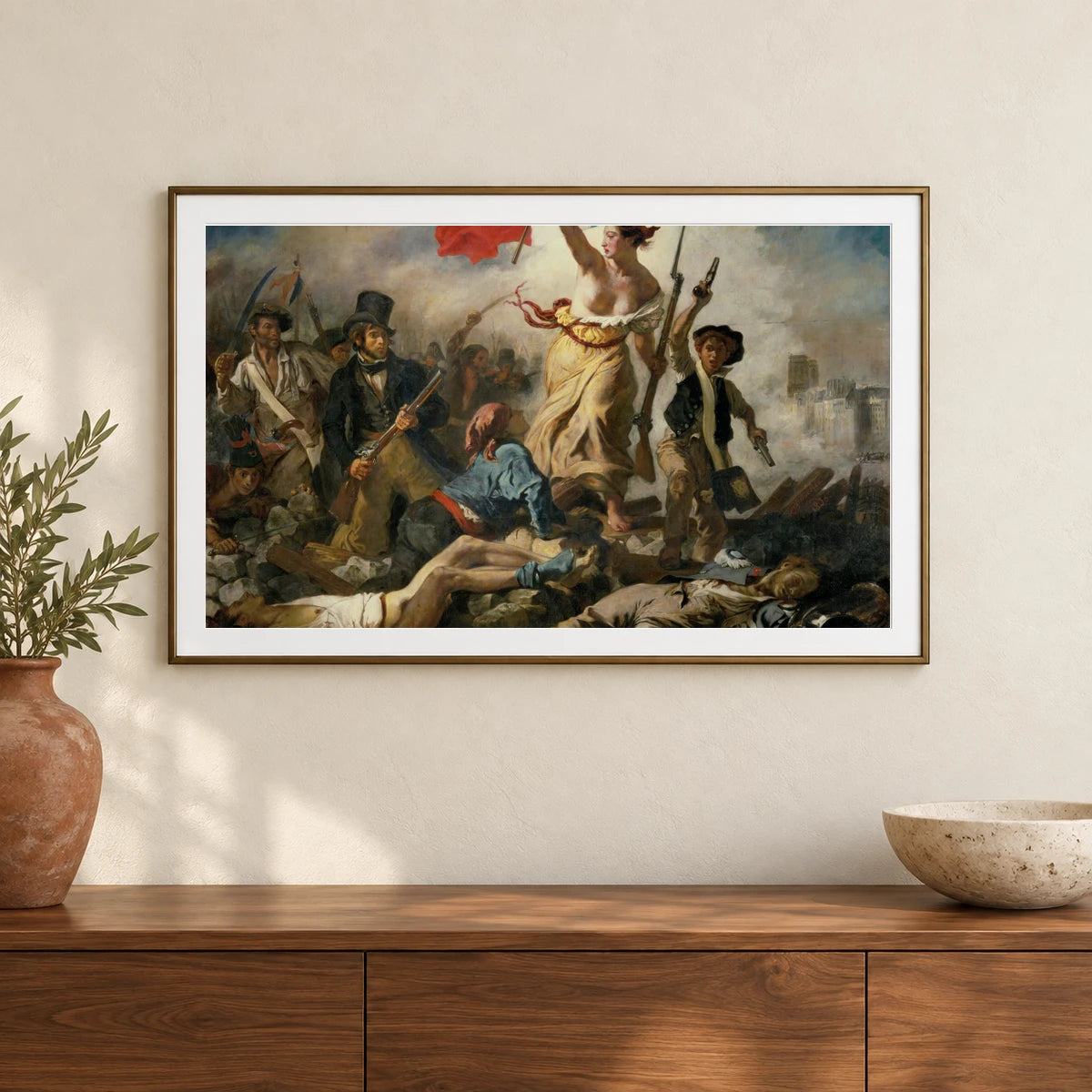 Eugène Delacroix S Liberty Leading The People, Painting Commemorating The French Revolution Of — Neoclassicism shown in a styled interior