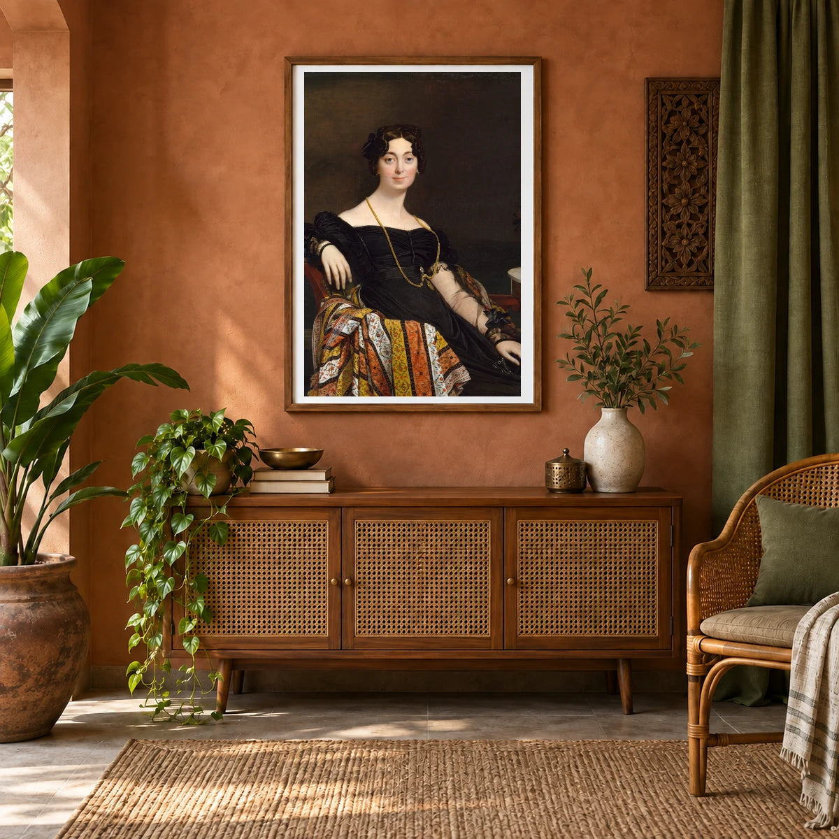 Madame Jacques Louis Leblanc (françoise Poncelle — Neoclassicism shown in a styled interior