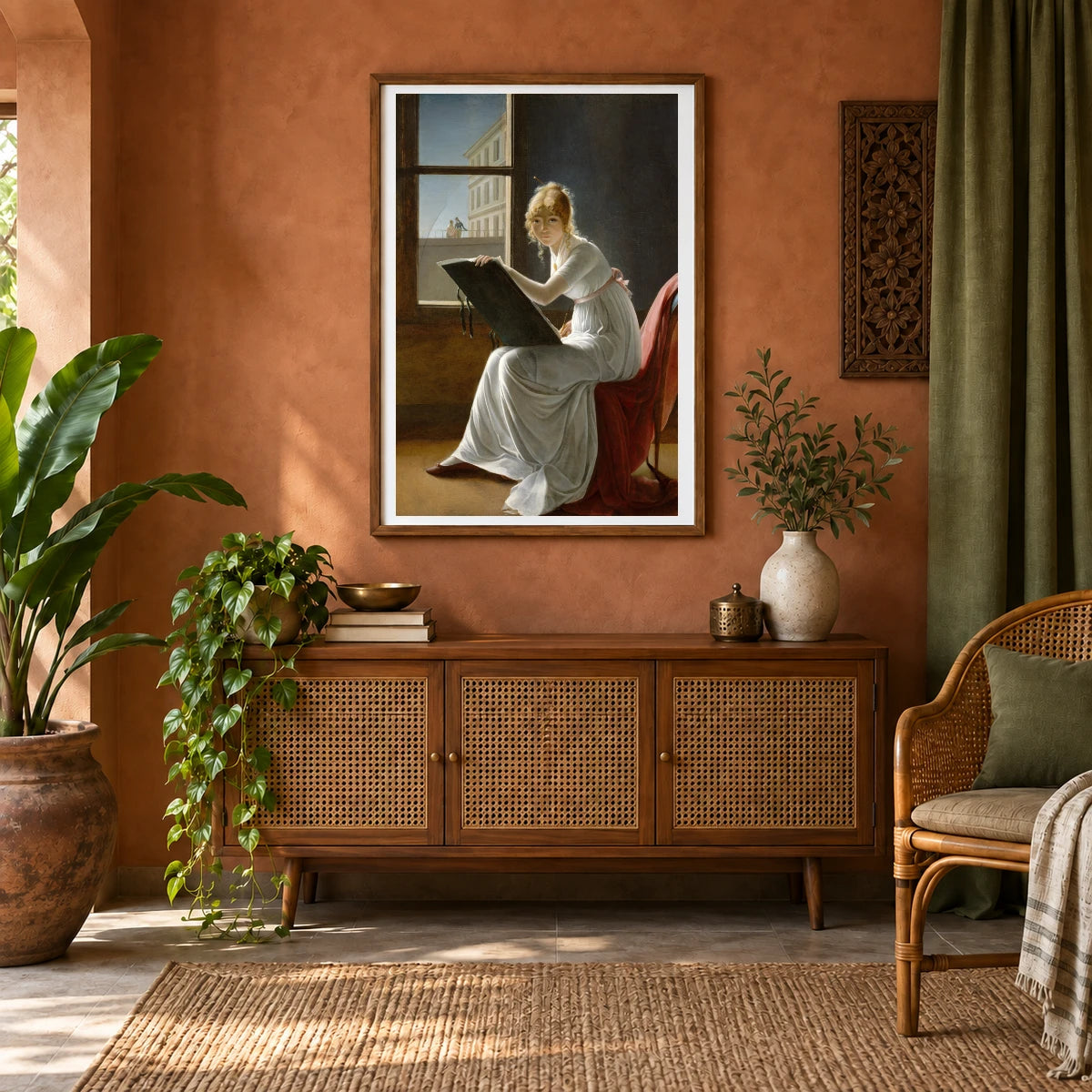 Marie Joséphine Charlotte Du Val D Ognes — Neoclassicism shown in a styled interior