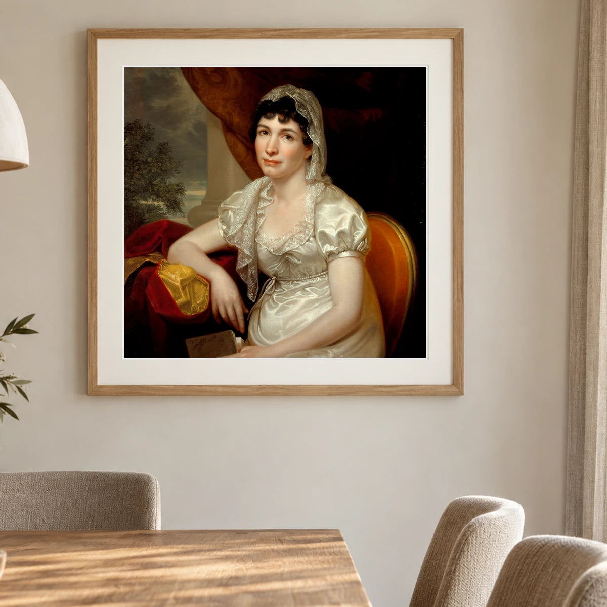 Portrait Of Jane Griffith Koch By Rembrandt Peale — Neoclassicism shown in a styled interior