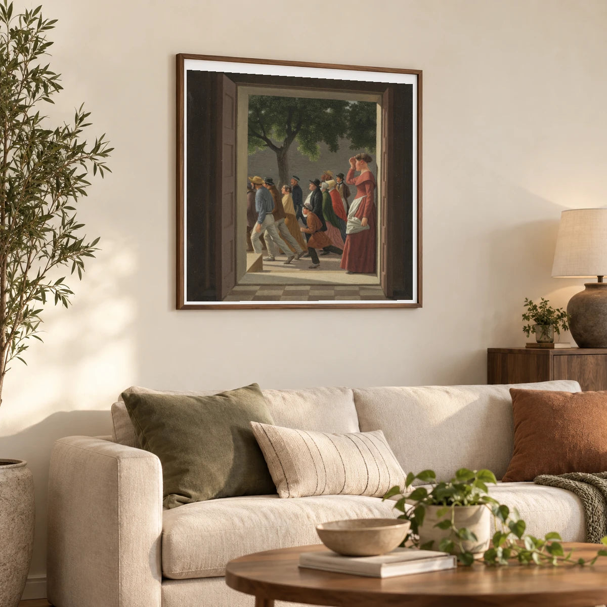 View Through A Door To Running Figures By C.w. Eckersberg — Neoclassicism shown in a styled interior