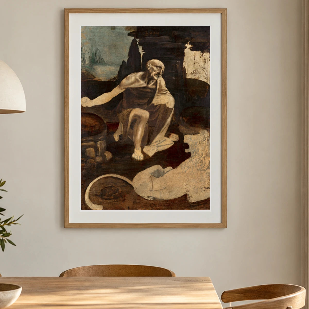 Leonardo Da Vinci S Saint Jerome In The Wilderness (circa 1480) — Classical Art shown in a styled interior