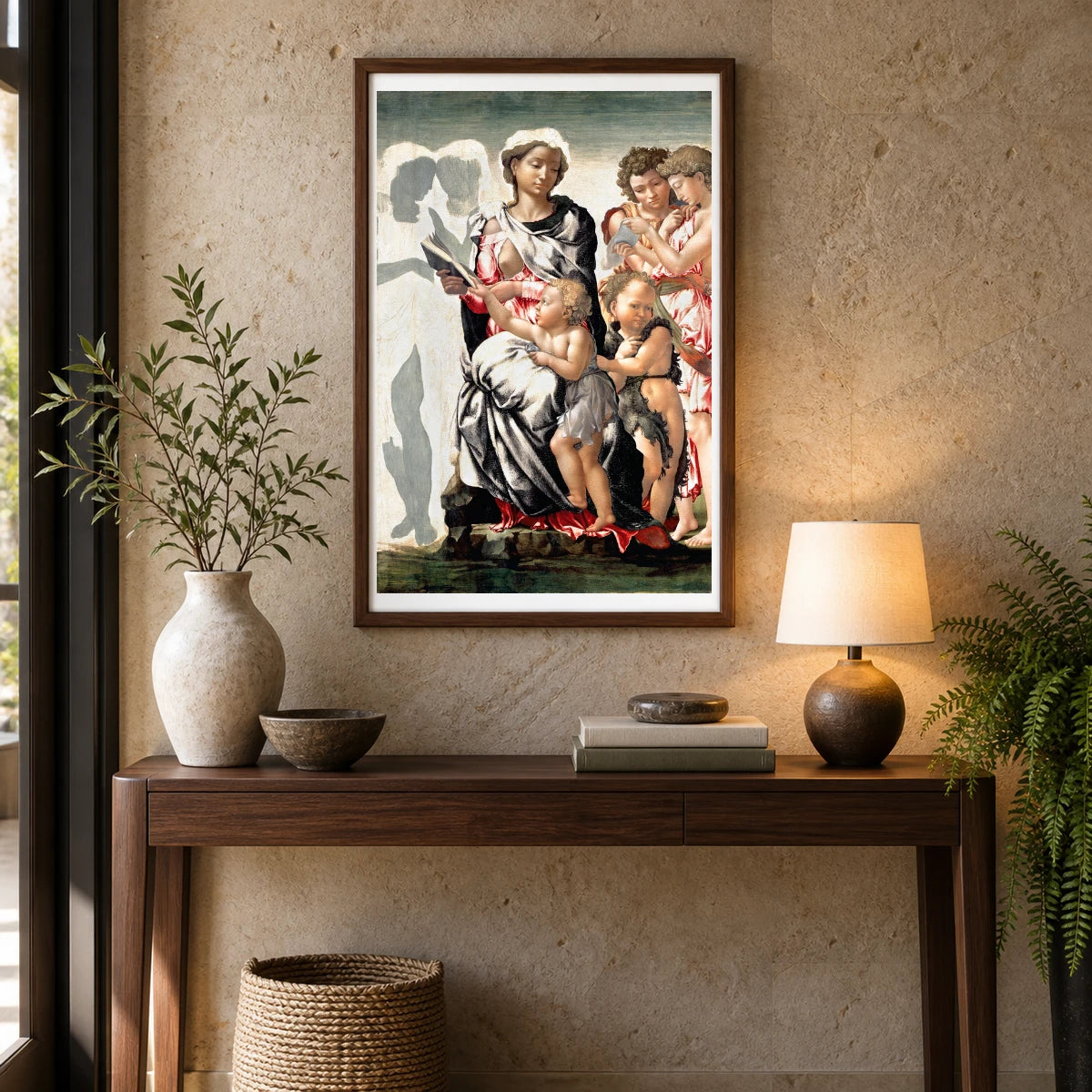 Michelangelo Buonarroti S Manchester Madonna — Classical Art shown in a styled interior