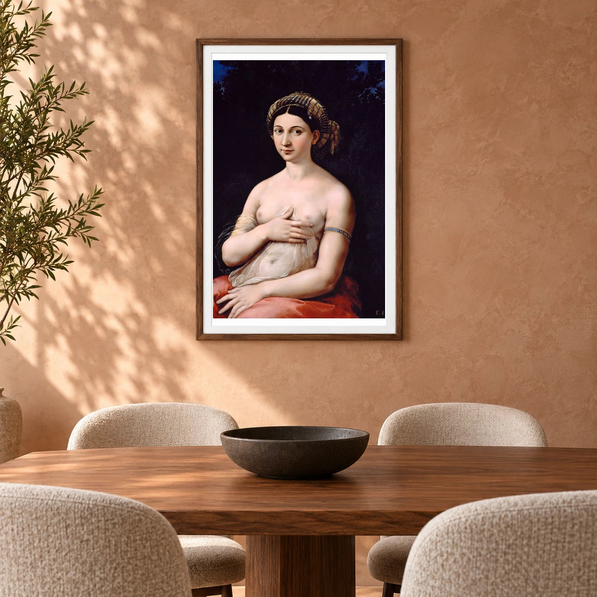 Raphael S La Fornarina (1518–1519) — Classical Art shown in a styled interior