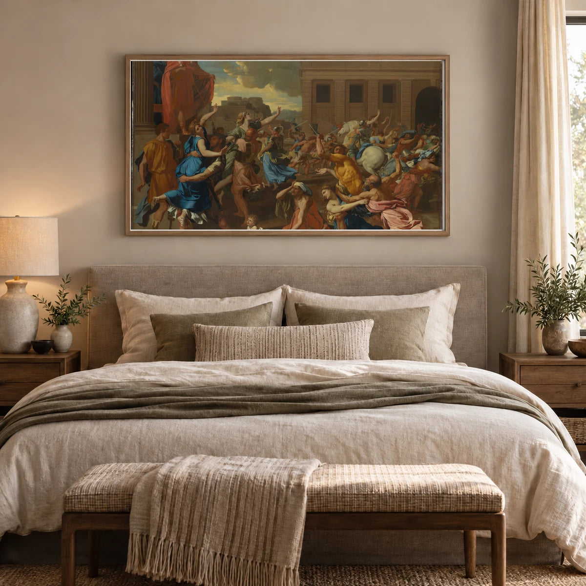 The Abduction Of The Sabine Women By Nicolas Poussin — Classical Art shown in a styled interior
