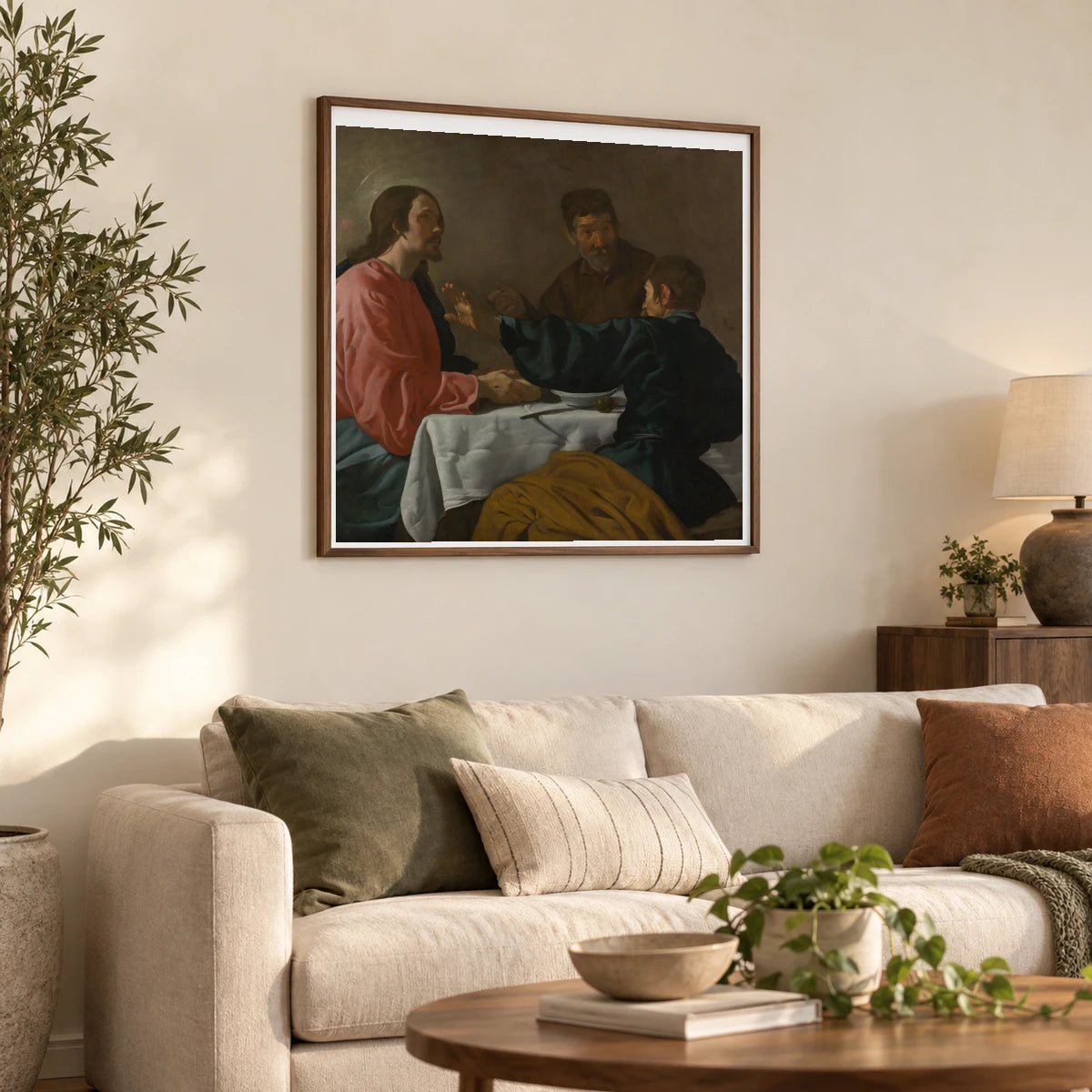 The Supper At Emmaus By Velázquez — Classical Art shown in a styled interior