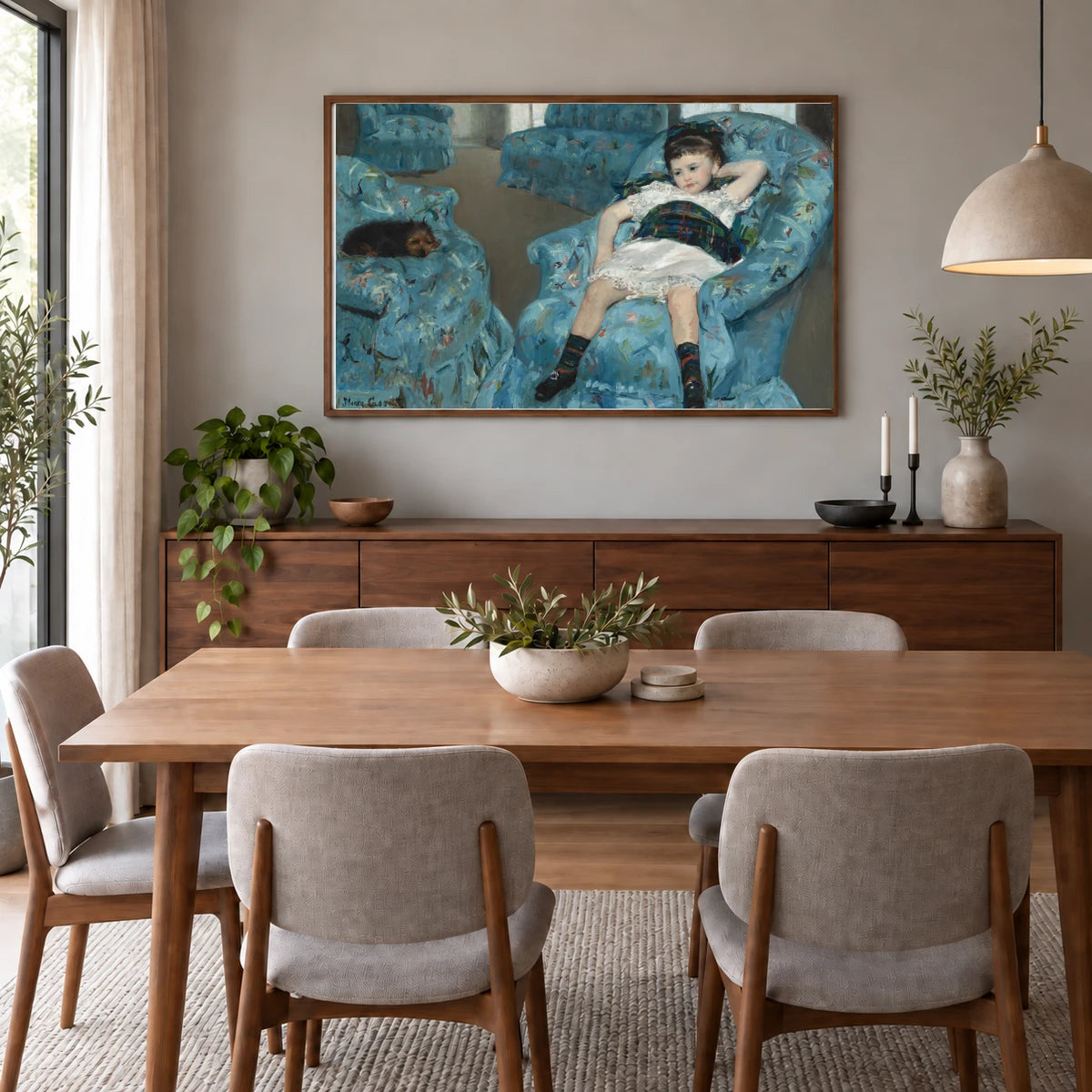Little Girl In A Blue Armchair — Modern & Contemporary shown in a styled interior