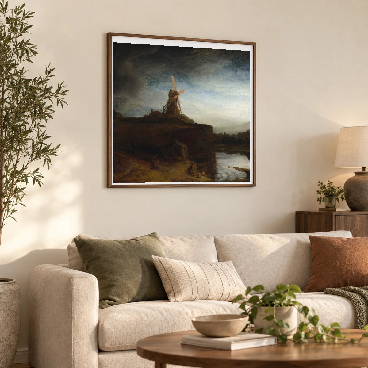The Mill (1645 1648) — Rembrandt van Rijn shown in a styled interior