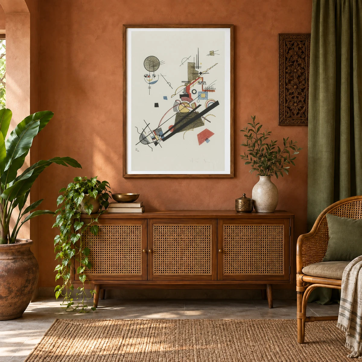 Wassily Kandinsky Frohlicher Augsteig (1923) — Wassily Kandinsky shown in a styled interior