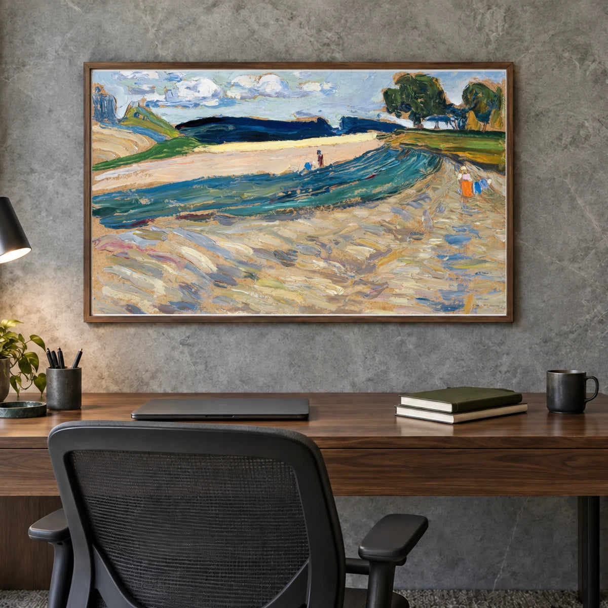 Wassily Kandinsky Landscape With A Yellow Field (1905) — Wassily Kandinsky shown in a styled interior