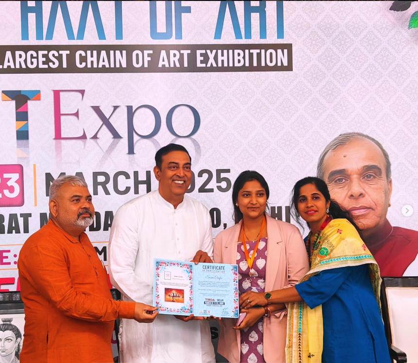 A certificate presentation during SaamCrafts’ participation in The Haat of Art.