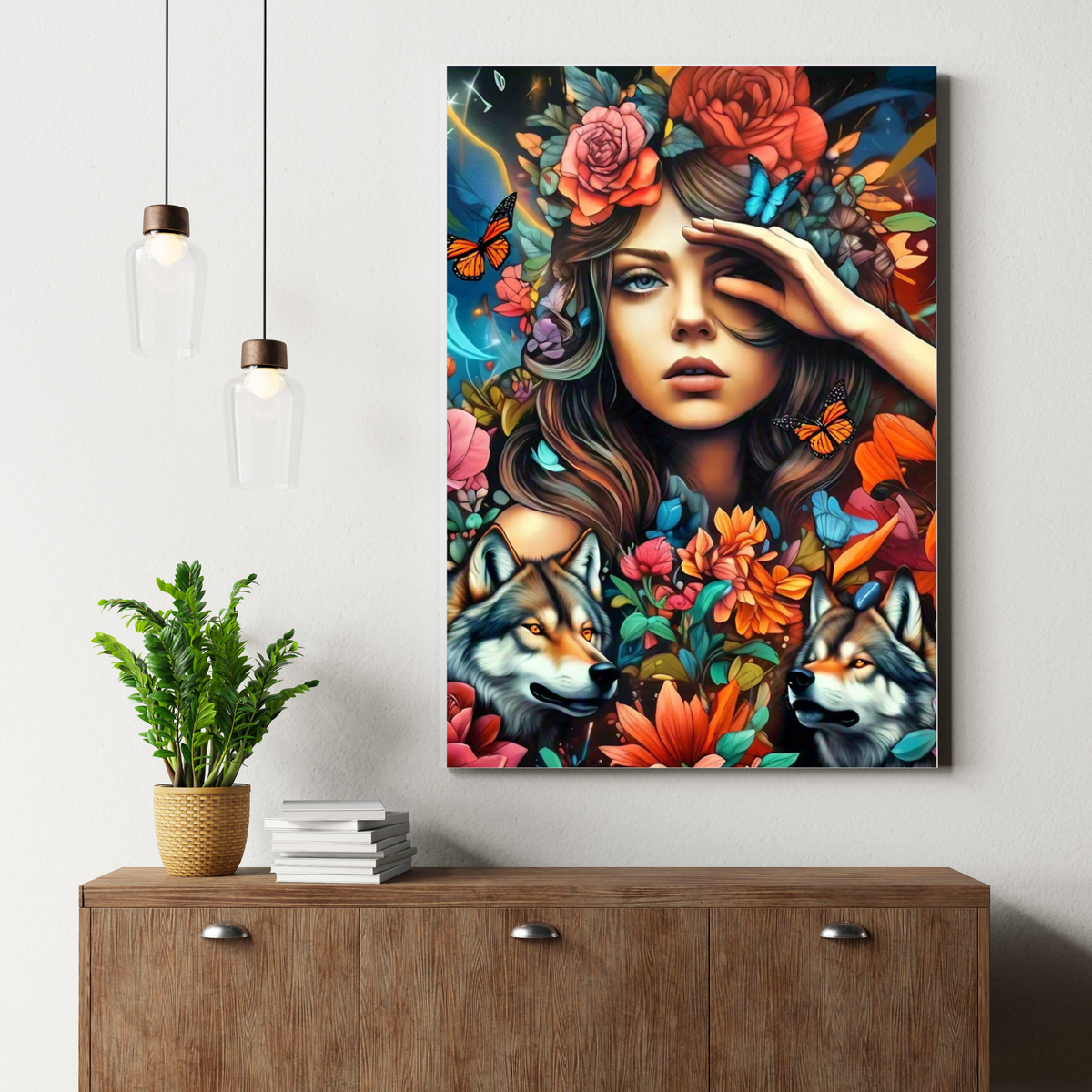 Freedom - Wolf Spirit Woman Portrait Art