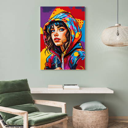 Rebel Heart - Hoodie-Clad Woman Portrait Art