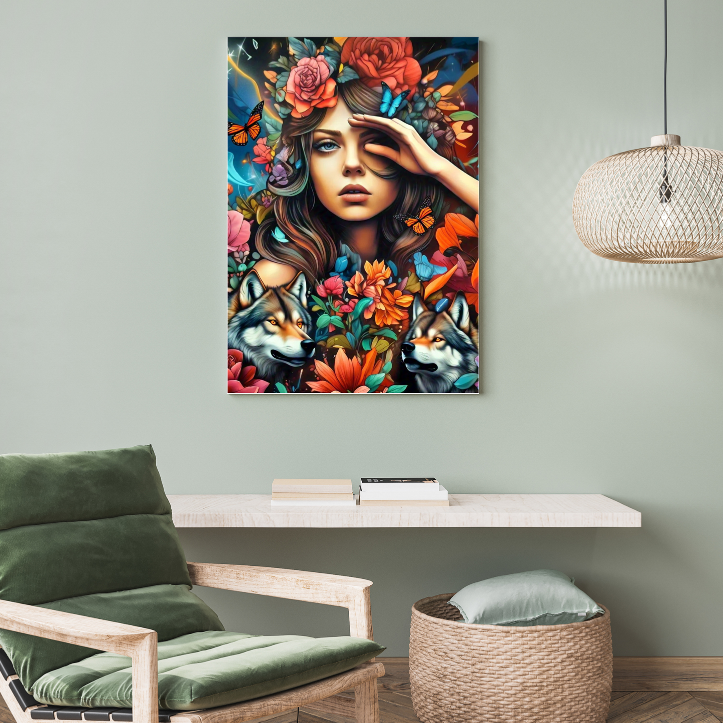 Freedom - Wolf Spirit Woman Portrait Art