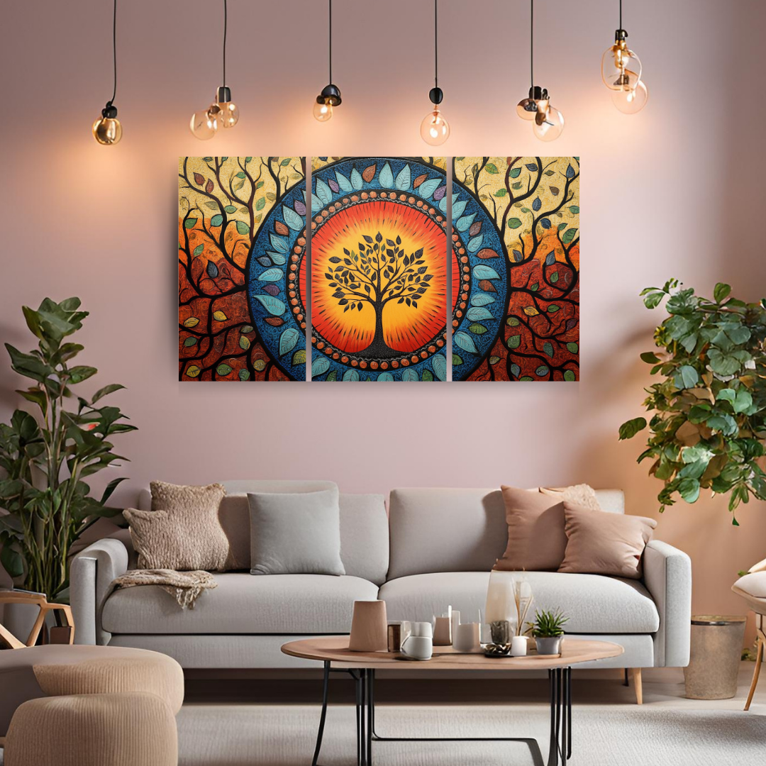 Madhubani Painting Art | Tree of Life -  Symbolizing Harmony and Nature - Circular Motif | Indian Folk Art