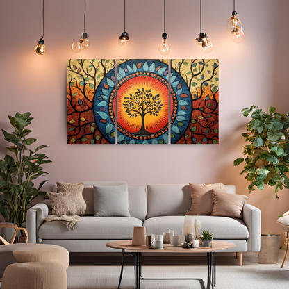 Madhubani Painting Art | Tree of Life -  Symbolizing Harmony and Nature - Circular Motif | Indian Folk Art
