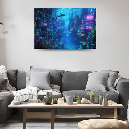 Underwater City: Submerged cityscape, marine life, and abstract colors - Landscapes