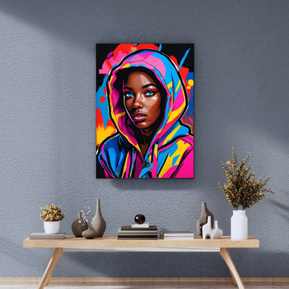 Midnight Muse - Hoodie-Clad Woman Portrait Painting, Inspired by the Night