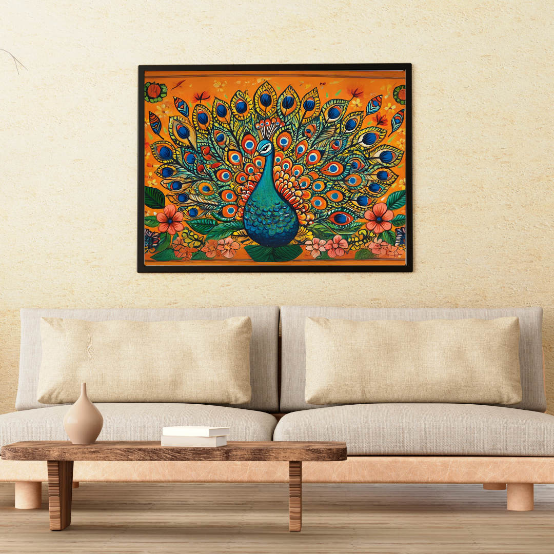 Peacock Motif -  Representing beauty and pride - Indian Folk Artwork