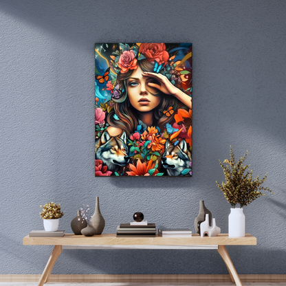 Freedom - Wolf Spirit Woman Portrait Art