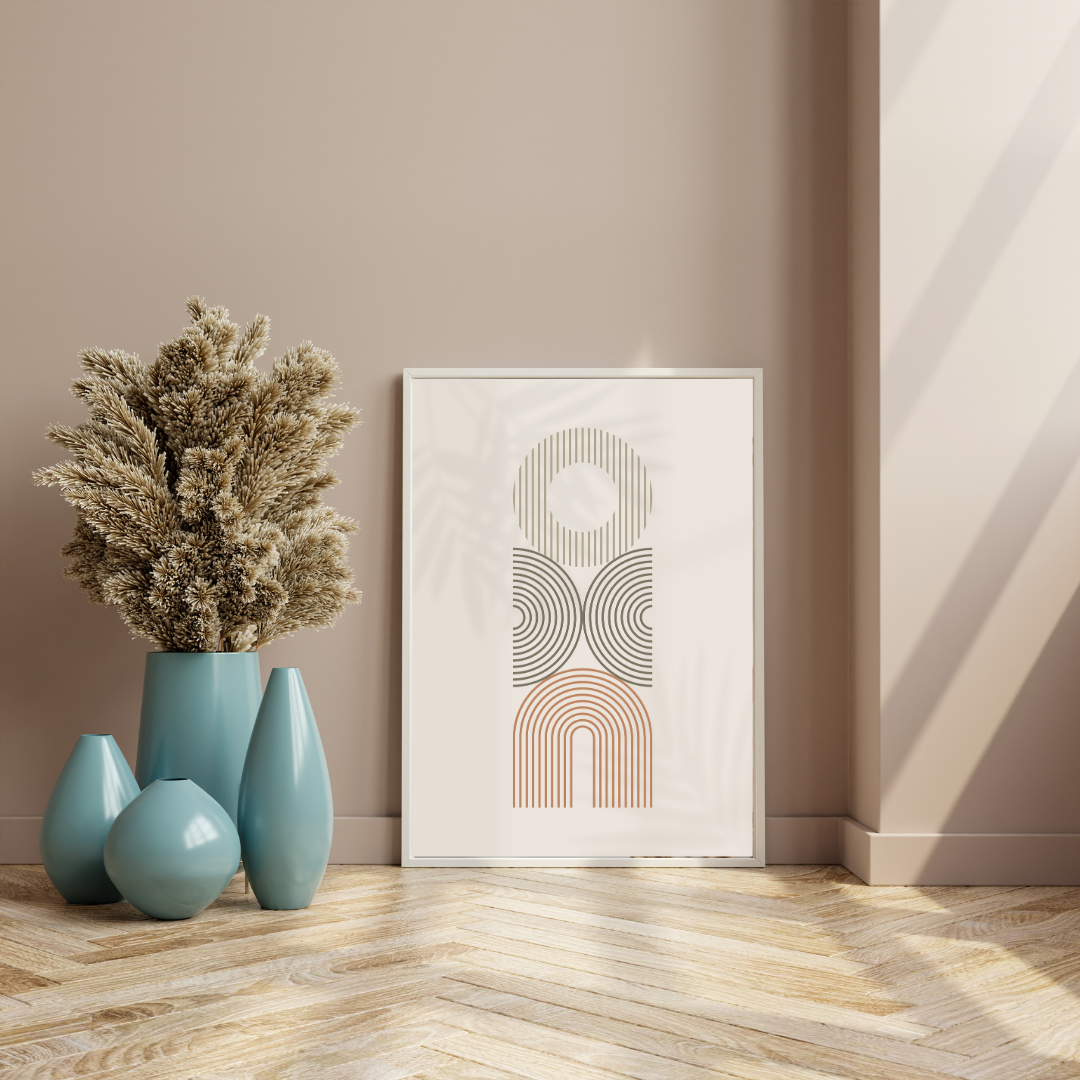 Pastel Beige Geometric Meditation Boho Art