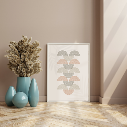Pastel Beige Semi Circle Boho Art