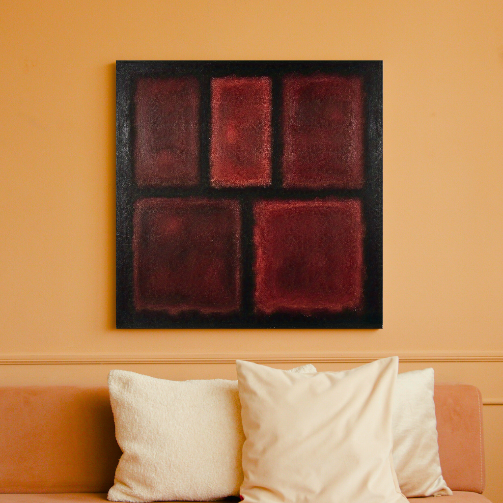 Five Darks in Red-  Abstract Art
